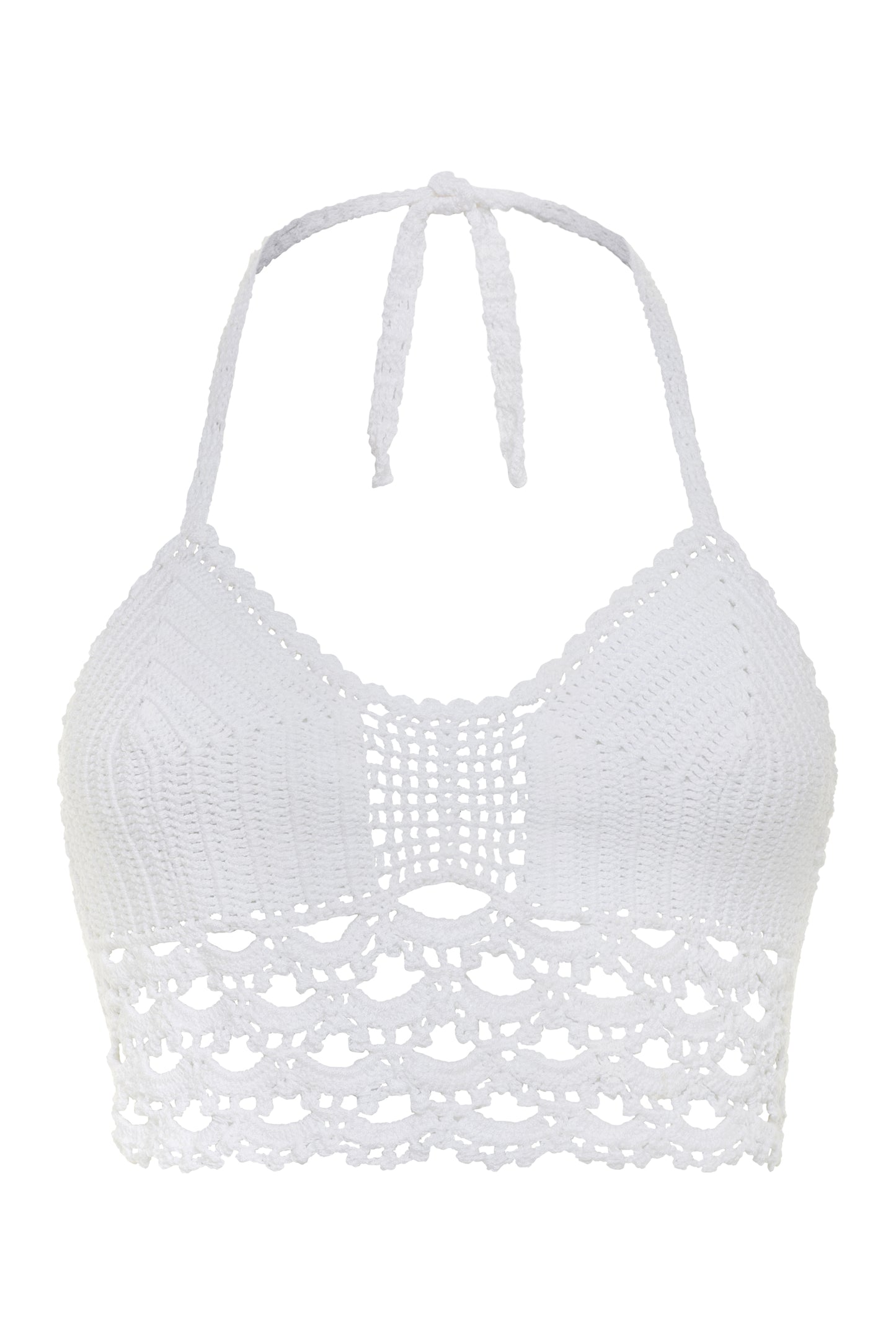 Papaya Tree Imports Festival Crochet Bikini Top White