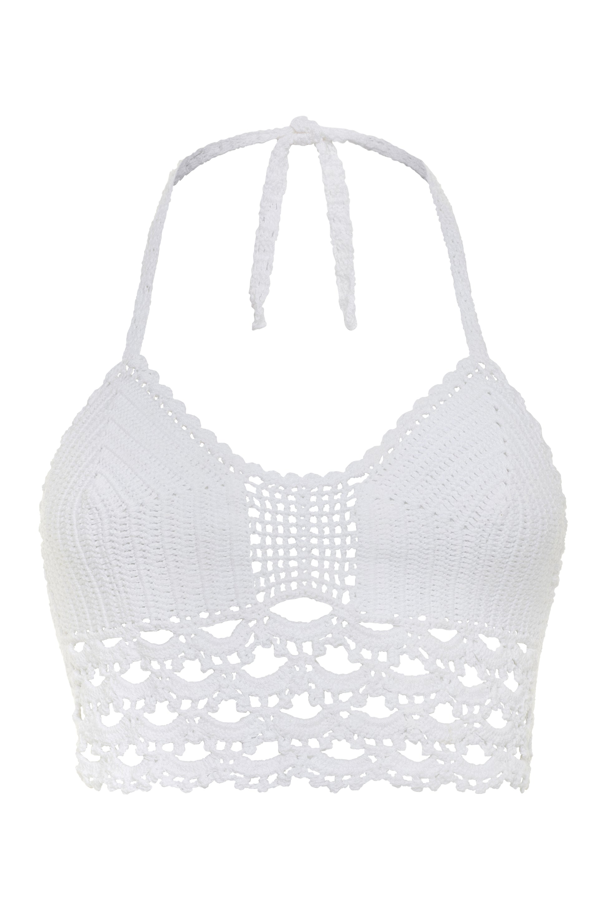 Papaya Tree Imports Festival Crochet Bikini Top White
