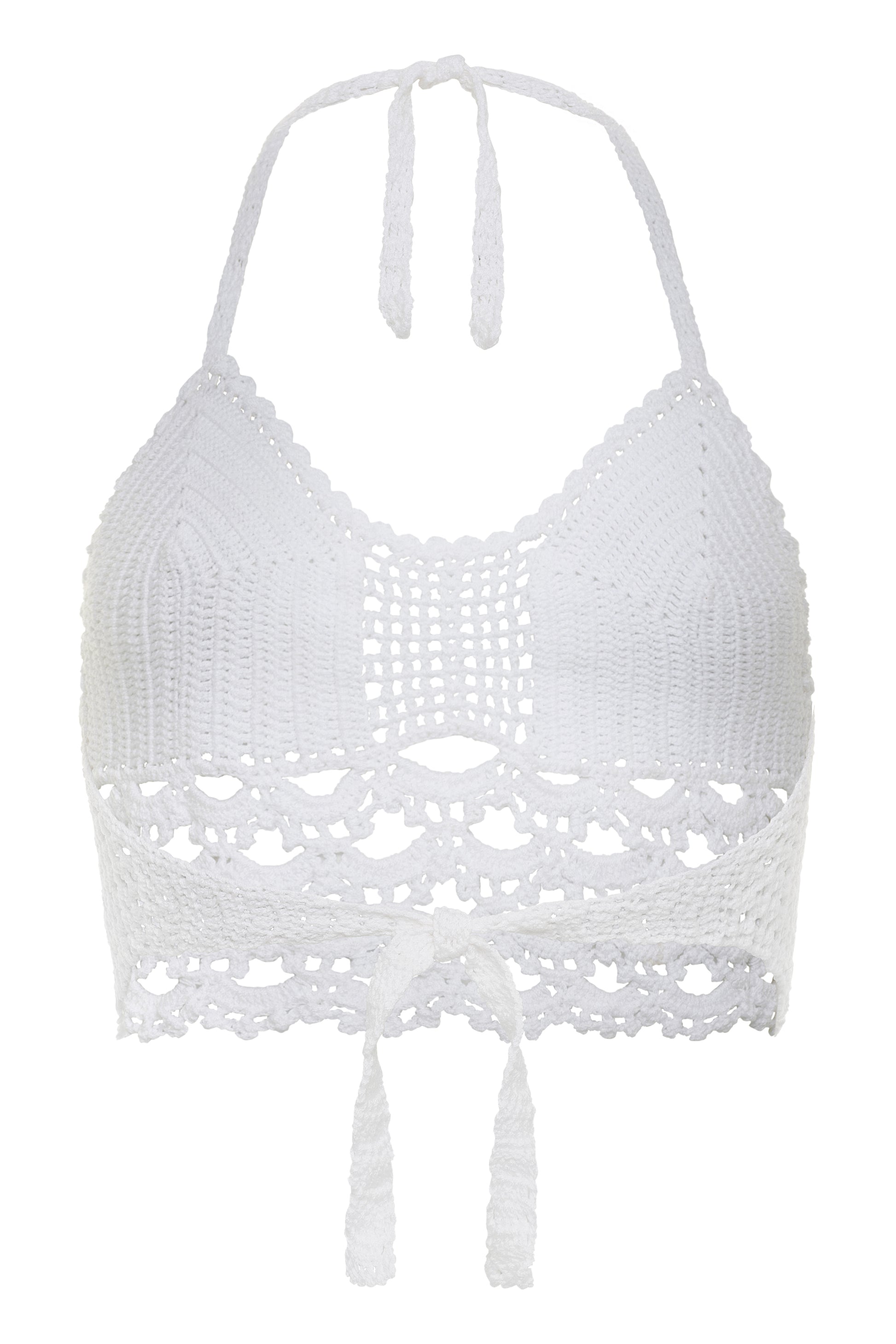 Papaya Tree Imports Festival Crochet Bikini Top White
