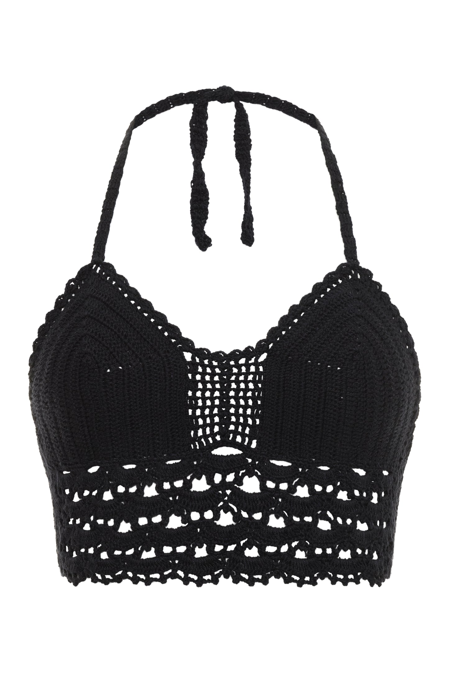 Papaya Tree Festival Crochet Bikini Top Black