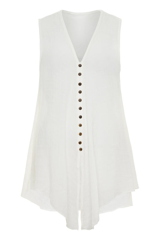 Papaya Tree Imports Boho Flow Sleeveless Top White