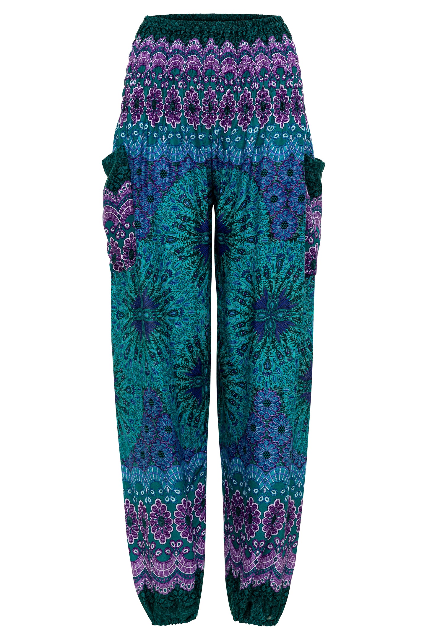 Papaya Tree Imports Luxe Printed Harem Pant Turquoise Majestic