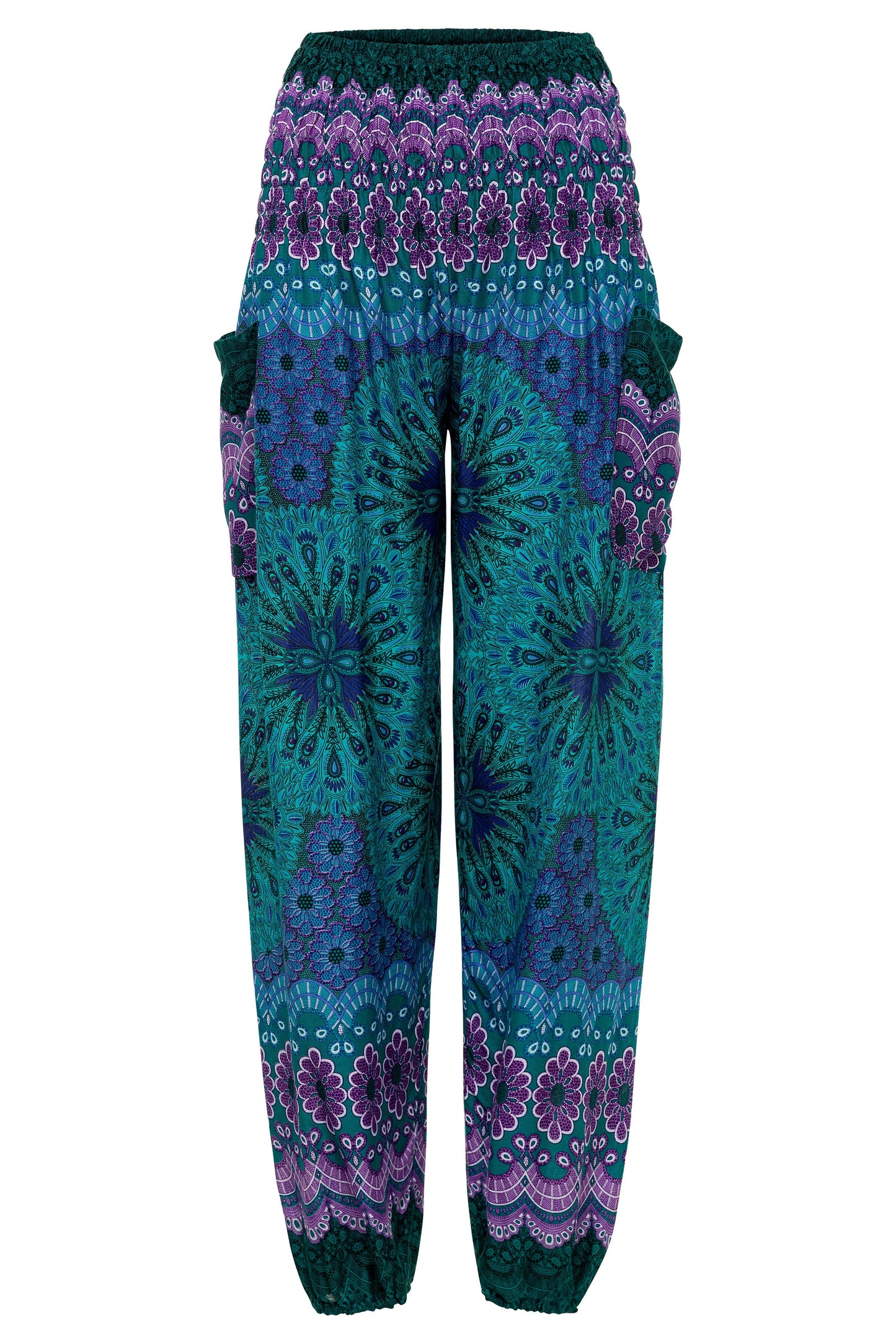 Papaya Tree Imports Luxe Printed Harem Pant Turquoise Majestic
