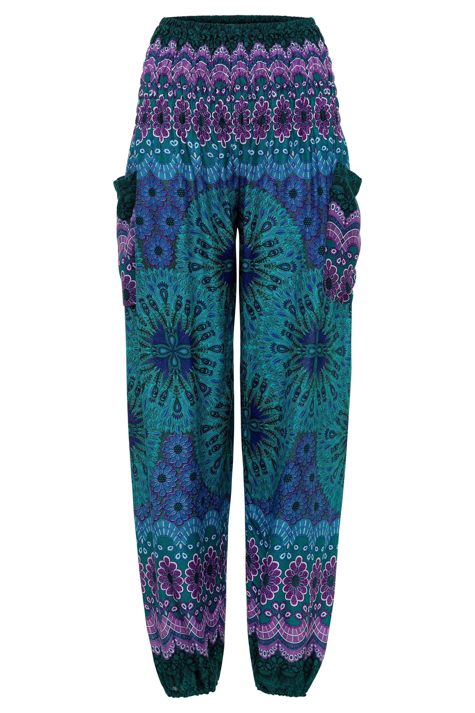 Papaya Tree Imports Luxe Printed Harem Pant Turquoise Majestic